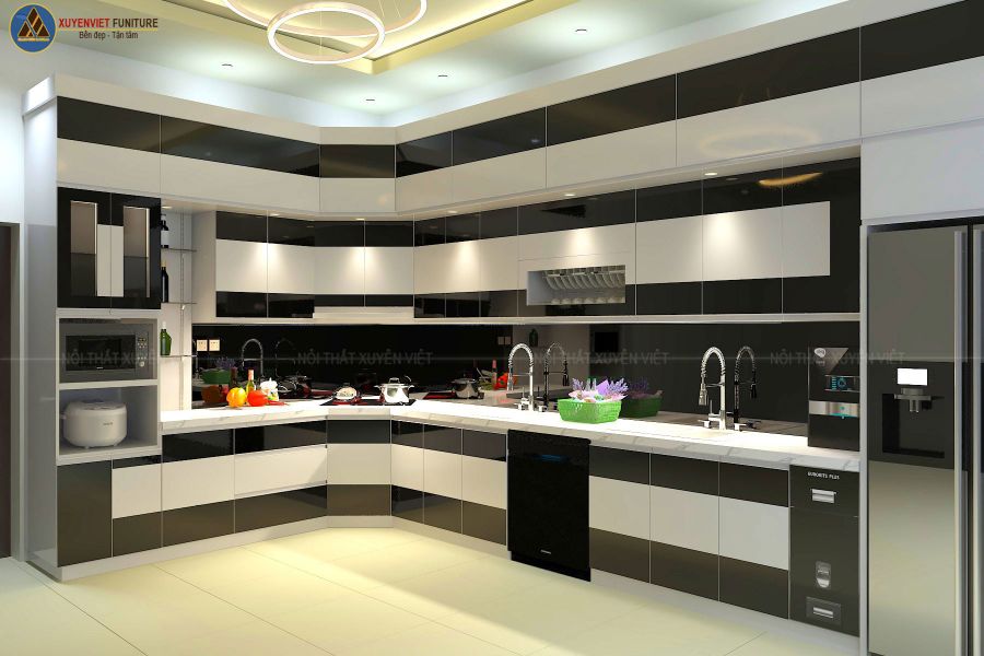 Tủ Bếp Nhựa Sơn Men 2 Line Màu - LS250-510