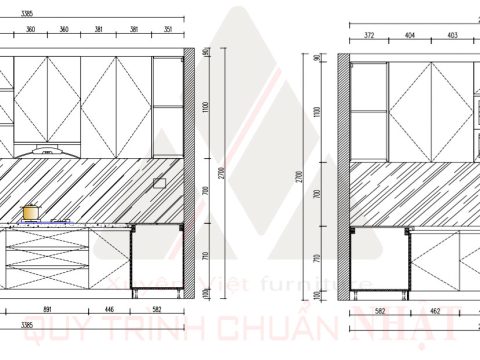Tủ Bếp Chữ L Sơn Kem - LS240-200