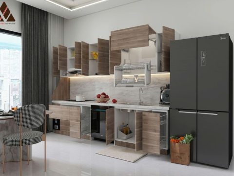 tủ bếp nhựa vân gỗ