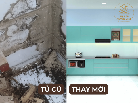 Tủ bếp nhựa xanh ngọc