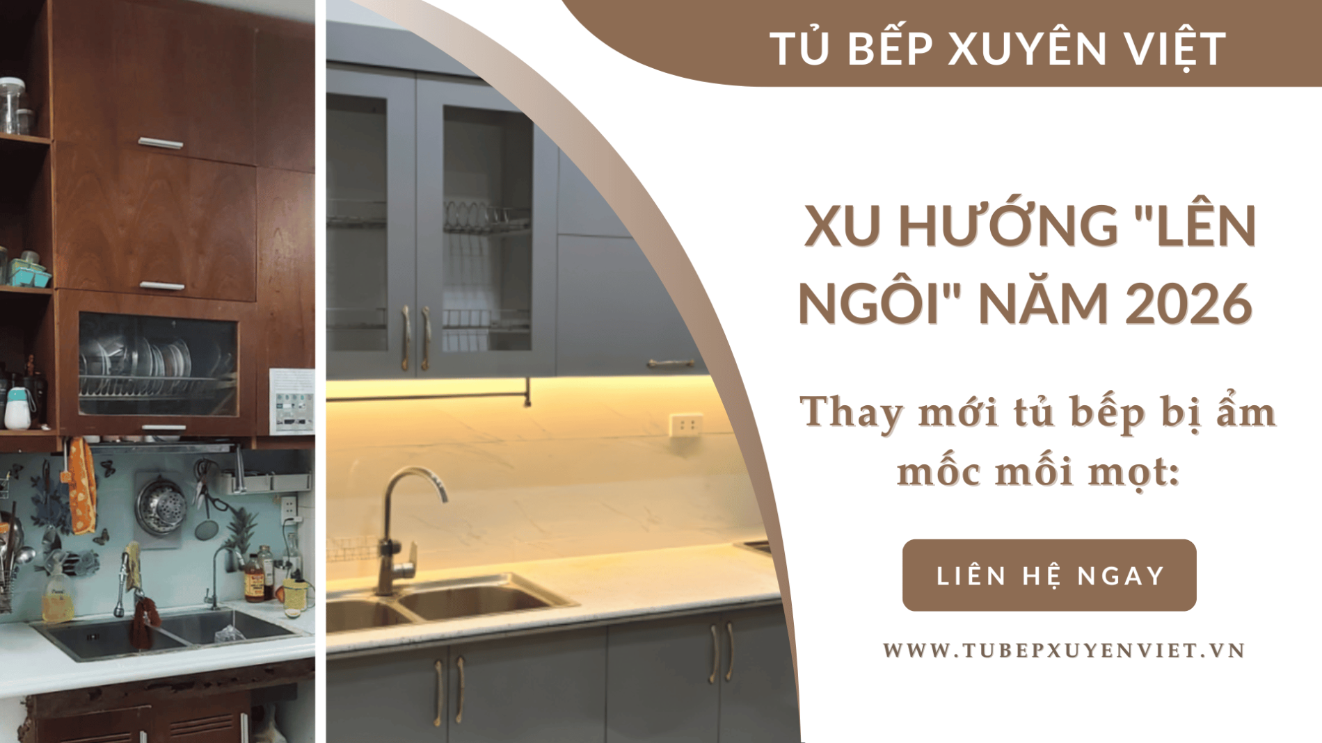 Thay mới tủ bếp bị ẩm mốc mối mọt