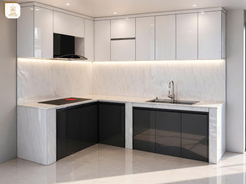 Tủ bếp nhựa thiết kế 3D