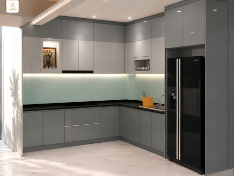 Thiết kế 3D tủ bếp nhựa